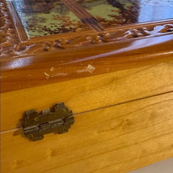 Vintage Cedar Wood Trinket Box, Lake Decoupage (MCM) - Picture 7 of 11